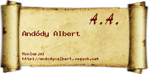 Andódy Albert névjegykártya